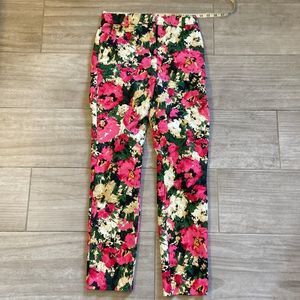 H&M women’s size 2 floral bright pink trousers